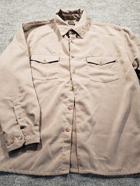 George Shirt Mens L Brown Sueded Button Front Casual